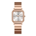 Orologio al quarzo quadrato minimalista da donna con cinturino oro rosa e quadrante argento - Cassa Oro Rosa Quadrante Bianco
