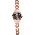 Orologio al quarzo oro rosa con quadrante grigio scuro e cinturino a maglie geometriche - Cassa Oro Rosa Quadrante Nero Cinturino Oro Rosa