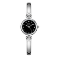 Orologio a bracciale in argento con quadrante nero rotondo e indici in diamante Gedi - Cassa Argento Quadrante Nero Cinturino Argento