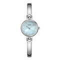 Montre bracelet GEDI argentée avec cadran nacre bleu clair et index en cristaux - Bracelet Argenté Cadran Bleu