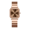 Orologio da donna quadrato oro rosa con quadrante marrone e cinturino in metallo - Cinturino Oro Rosa Quadrante Caffè