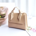 Minimalist beige handbag with knotted handle detail and gold chain shoulder strap - Khaki