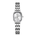 GEDI minimalist silver oval watch for women with green dial and stainless steel band - Silver Case White Dial Silver Band