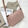 Sac sous le bras rose clair à matelassage diamant classique et fermeture éclair - Rose