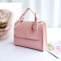 Pink minimalist mini handbag for women with silk ribbon handle and gold chain strap - Pink