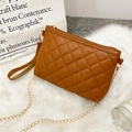 Brown quilted chain camera bag with classic diamond stitching and gold-tone hardware - Brown
