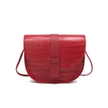 Donkerrode zadeltas met krokodillenprint, elegante gespriem en verstelbare schouderband - Rood