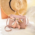 Pink crocodile pattern mini handbag with printed silk scarf and gold metal lock - Pink