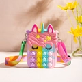 Rainbow unicorn fidget shoulder bag for kids featuring a colorful silicone bubble design - Macaron Color