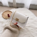 Mini white sequined crossbody bag with gold chain strap and elegant metallic twist lock - White