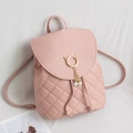 Mini sac à dos rose matelassé pour femme avec anneaux d'oreilles de chat et perles - Rose