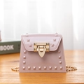 Pink jelly mini crossbody bag with gold chain strap and stylish stud embellishments - Light Pink