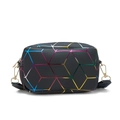 Petit sac à bandoulière géométrique laser avec motif 3D et fermoir métallique doré - Gris Holographique