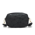 Modern black geometric crossbody bag with 3D triangle panels and adjustable strap - Black