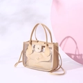 Transparente PVC-Tasche mit beigem PU-Innenbeutel und verstellbarem Schultergurt - Khaki