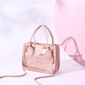 Rosa transparente PVC-Handtasche mit passender Kunstleder-Innentasche und Gold-Hardware - Rosa