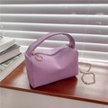 Purple lychee pattern pillow handbag for women with a gold chain strap - Purple