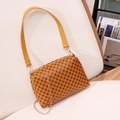 Ginger yellow synthetic leather crossbody bag with chain and round pattern - Brown
