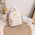 Mini backpack and envelope clutch set in white with golden geometric circular patterns - White