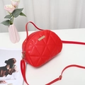 Elegant red quilted crossbody handbag with gold hardware and top handle for women - Red