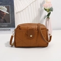Brown quilted crossbody bag with golden hardware and adjustable shoulder strap - Brown