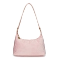 Borsa sottobraccio minimalista in finta pelle scamosciata rosa chiaro con ciondolo - Rosa