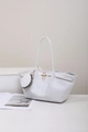 Weiße große Shopper-Tasche mit Schwanen-Herzschloss und passendem runden Münzfach - Weiß