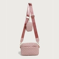 Roze crossbodytas met bijpassende portemonnee en retro geometrisch patroon - Roze
