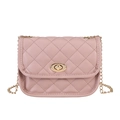 Pink quilted shoulder bag for women with gold chain strap and elegant twist lock closure - Pink