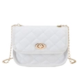 Classic white quilted crossbody bag with gold chain strap and metal lock closure - White
