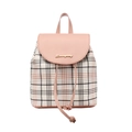 Mini zaino da donna chic con patta rosa e motivo a quadri in stile vintage - Rosa