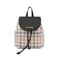 Zaino a quadri stile British con patta in pelle nera e logo dorato Sunnycity - Nero