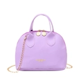 Sac à main en cuir violet clair en forme de coquille avec deux poignées et chaîne - Violet
