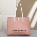 Borsa tote rosa chiaro con stampa Little Beauty e manici sottili bianchi - Rosa