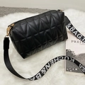 Elegante borsa a tracolla trapuntata nera con ampia tracolla jacquard regolabile - Stile Nero 2