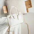 Stilvolle weiße transparente PVC Handtasche mit PU-Innentasche und goldener Kette - Weiß