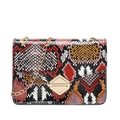 Rainbow python print crossbody bag with gold chain strap and hexagonal buckle - Red Snakeskin