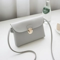 Chic light gray square crossbody bag for women with round golden twist lock detail - Light Gray