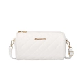 White quilted barrel crossbody mini bag with gold-tone hardware and embroidery detail - White