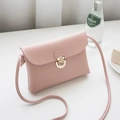 Pink envelope crossbody bag with gold metal lock and matching thin shoulder strap - Pink