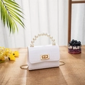 Mini bolso blanco con asa de perlas y estampado de cocodrilo para mujer - Blanco