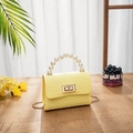 Mini bolso jelly amarillo con textura de cocodrilo y asa de perlas para estilo elegante - Amarillo