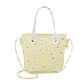 Sac seau jaune élégant avec imprimé marguerites et bandoulière réglable pratique - Jaune