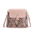 Mini snake skin bucket bag in pink and python print patchwork with gold hardware - Pink