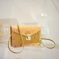 Mini borsa a tracolla olografica trasparente con pochette interna in pelle marrone - Giallo