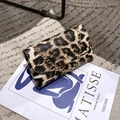Bolso de hombro pequeño de moda con estampado de leopardo y cadena dorada fina - Estampado de leopardo