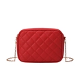 Petit sac appareil photo matelassé rouge pour femme avec chaîne en métal dorée - Rouge