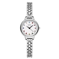 GEDI Damen-Armbanduhr in Silber mit bunten Geburtssteinen und rundem weißem Zifferblatt - Silbergehäuse Weißes Zifferblatt