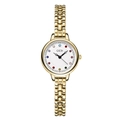 GEDI Luxus Gold Damenarmbanduhr mit bunten Edelstein-Indizes und weißem Zifferblatt - Goldenes Gehäuse Weißes Zifferblatt