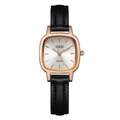 Orologio GEDI minimale rettangolare oro rosa con cinturino in pelle nera donna - Cassa Oro Rosa Quadrante Bianco Cinturino Nero